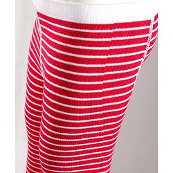 Cute Walk by Babyhug Cotton Striped Antibacterial Footed Tights - Red