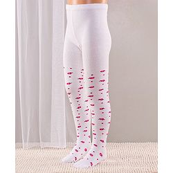 Cute Walk by Babyhug Full Length Anti-Bacterial Striped Tights Roses Design Pack of 2 - Pink White