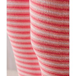 Cute Walk by Babyhug Full Length Anti-Bacterial Striped Tights Roses Design Pack of 2 - Pink White