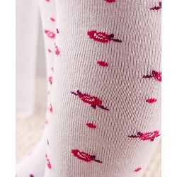 Cute Walk by Babyhug Full Length Anti-Bacterial Striped Tights Roses Design Pack of 2 - Pink White