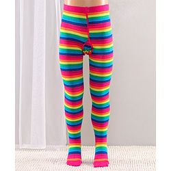 Cute Walk by Babyhug Full Length Anti-Bacterial Striped Tights - Multicolor