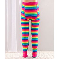 Cute Walk by Babyhug Full Length Anti-Bacterial Striped Tights - Multicolor