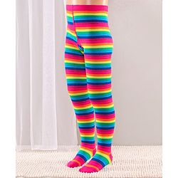 Cute Walk by Babyhug Full Length Anti-Bacterial Striped Tights - Multicolor