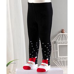Cute Walk by Babyhug Cotton Antibacterial Footed Tights Floral Design - Navy Blue