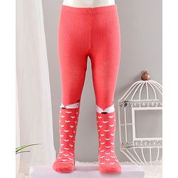 Cute Walk by Babyhug Cotton Antibacterial Footed Tights Heart Design - Orange