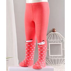 Cute Walk by Babyhug Cotton Antibacterial Footed Tights Heart Design - Orange