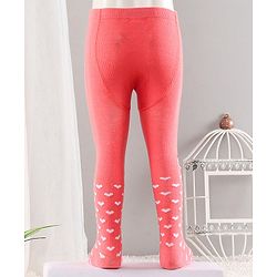 Cute Walk by Babyhug Cotton Antibacterial Footed Tights Heart Design - Orange