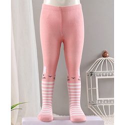 Cute Walk by Babyhug Cotton Antibacterial Footed Tights Heart Design - Pink