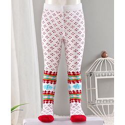 Cute Walk by Babyhug Cotton Antibacterial Footed Tights Floral Design - Pink White