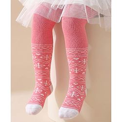 Cute Walk by Babyhug Cotton Antibacterial Footed Tights Intarsia Design - Pink
