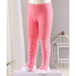 Cute Walk by Babyhug Cotton Antibacterial Footed Tights Intarsia Design - Pink