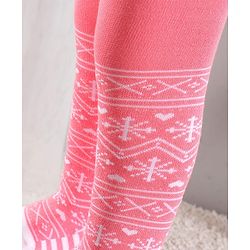 Cute Walk by Babyhug Cotton Antibacterial Footed Tights Intarsia Design - Pink
