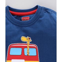 Babyhug Full Sleeves Tee Bus Print Pack of 2 - Red Blue