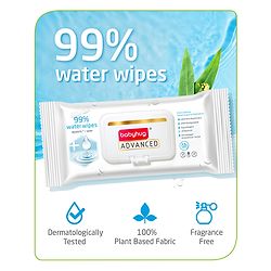 Babyhug Advanced 99% Pure Water Unscented Baby Wipes - 72 Pieces