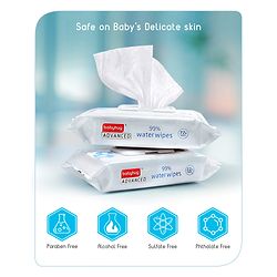 Babyhug Advanced 99% Pure Water Unscented Baby Wipes - 72 Pieces