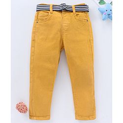 Babyhug Full Length Jeans Solid Color - Yellow