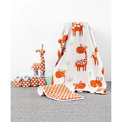 Babyhug Knitted Gift Set Giraffe Print Pack Of 5 - Orange
