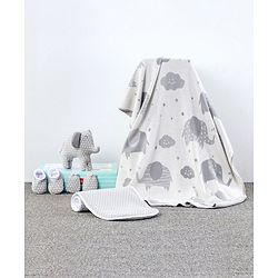 Babyhug Knitted Gift Set Elephant Print Pack Of 5 - Grey