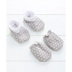 Babyhug Knitted Gift Set Elephant Print Pack Of 5 - Grey