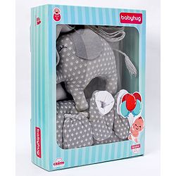Babyhug Knitted Gift Set Elephant Print Pack Of 5 - Grey