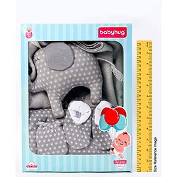 Babyhug Knitted Gift Set Elephant Print Pack Of 5 - Grey