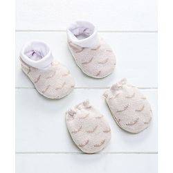 Babyhug Knitted Gift Set Giraffe Print Pack Of 5 - Orange