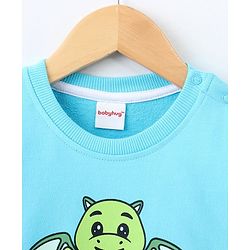 Babyhug Full Sleeves Sweatshirt Little Dragon Print - Blue