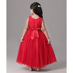 Babyhug Sleeveless Party Frock With Lace Detailing - Red