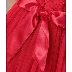 Babyhug Sleeveless Party Frock With Lace Detailing - Red