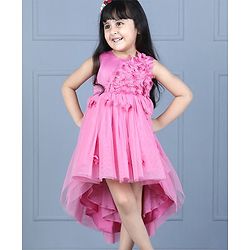 Babyhug Sleeveless Party Wear Floral Embellished - Pink