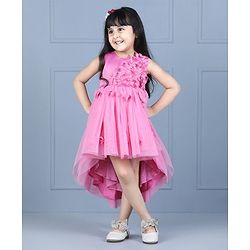Babyhug Sleeveless Party Wear Floral Embellished - Pink
