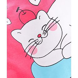Babyhug Full Sleeves Night Suit Cat Print - Pink