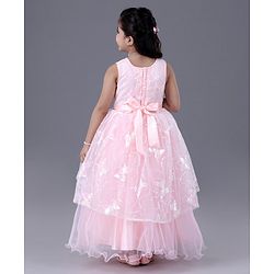Babyhug Sleeveless Party Frock With Sequins - Peach