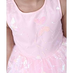 Babyhug Sleeveless Party Frock With Sequins - Peach