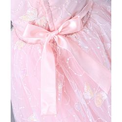 Babyhug Sleeveless Party Frock With Sequins - Peach