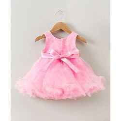 Babyhug Sleeveless Party Wear Frock Floral Corsage - Pink