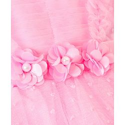 Babyhug Sleeveless Party Wear Frock Floral Corsage - Pink