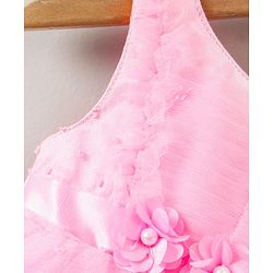 Babyhug Sleeveless Party Wear Frock Floral Corsage - Pink