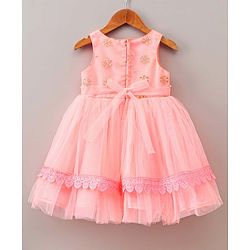 Babyhug Sleeveless Party Frock With Corsage - Peach