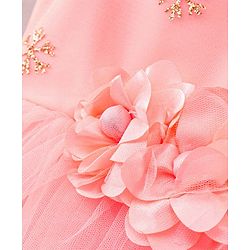Babyhug Sleeveless Party Frock With Corsage - Peach