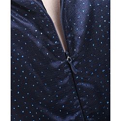 Babyhug Sleeveless All over Glitter Party Wear Frock with Rose Patch On Waist Line - Navy