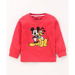 Babyhug Full Sleeves Nightwear Mickey Mouse Print - Red Blue