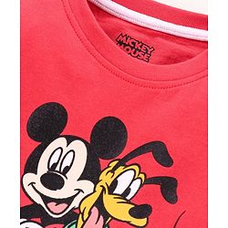 Babyhug Full Sleeves Nightwear Mickey Mouse Print - Red Blue