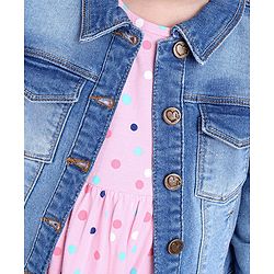 Babyhug Sleeveless Frock with Denim Jacket - Pink