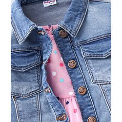 Babyhug Sleeveless Frock with Denim Jacket - Pink