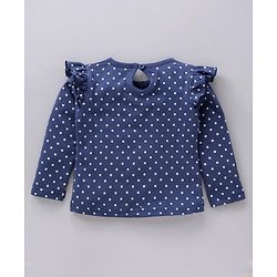 Babyhug Cotton Knit Full Sleeves Tee Kitty Print - Navy