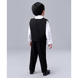 Babyhug Full Sleeves 3 Piece Party Suit Solid with Bow - Black