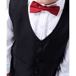 Babyhug Full Sleeves 3 Piece Party Suit Solid with Bow - Black