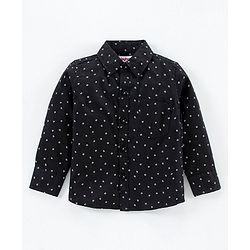 Babyhug Full Sleeves Party Shirt with Bow - Black