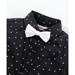 Babyhug Full Sleeves Party Shirt with Bow - Black